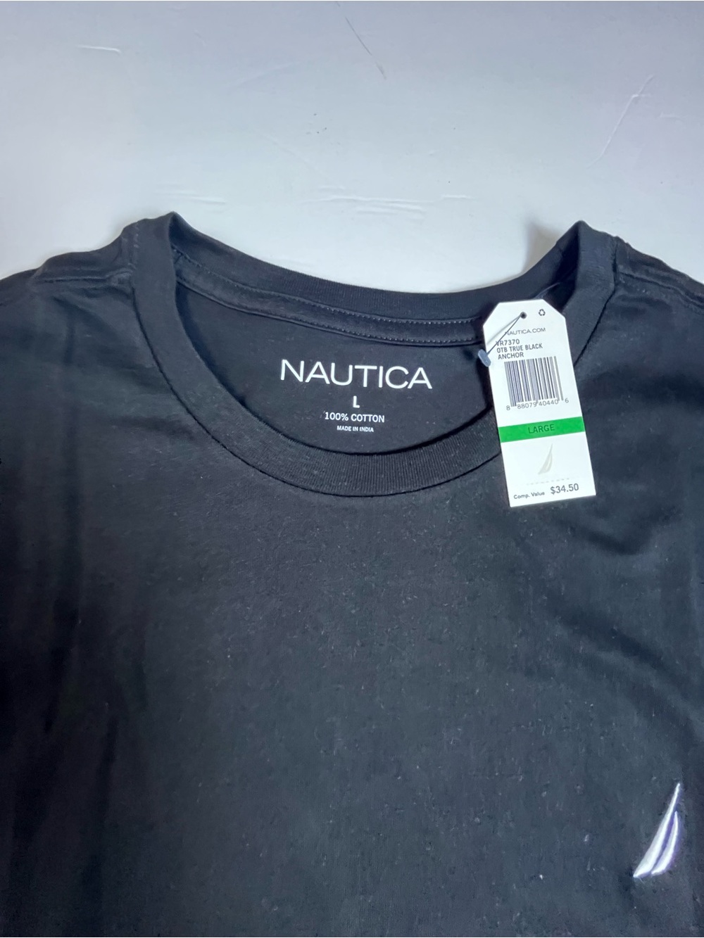 Nautica Long Sleeve Crew Tee in Black with Sail Logo NWT Large $12 - SKU 142 - Picture 8 of 8
